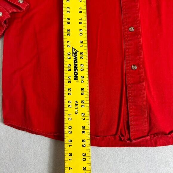 Roper Shirt Mens Medium Red Button Pearl Snap Western Long Sleeve - Picture 3 of 8